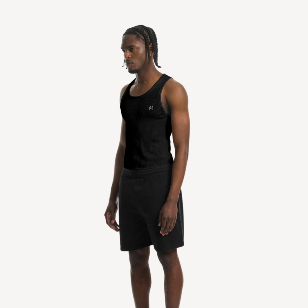 rib slim fit vest in white.