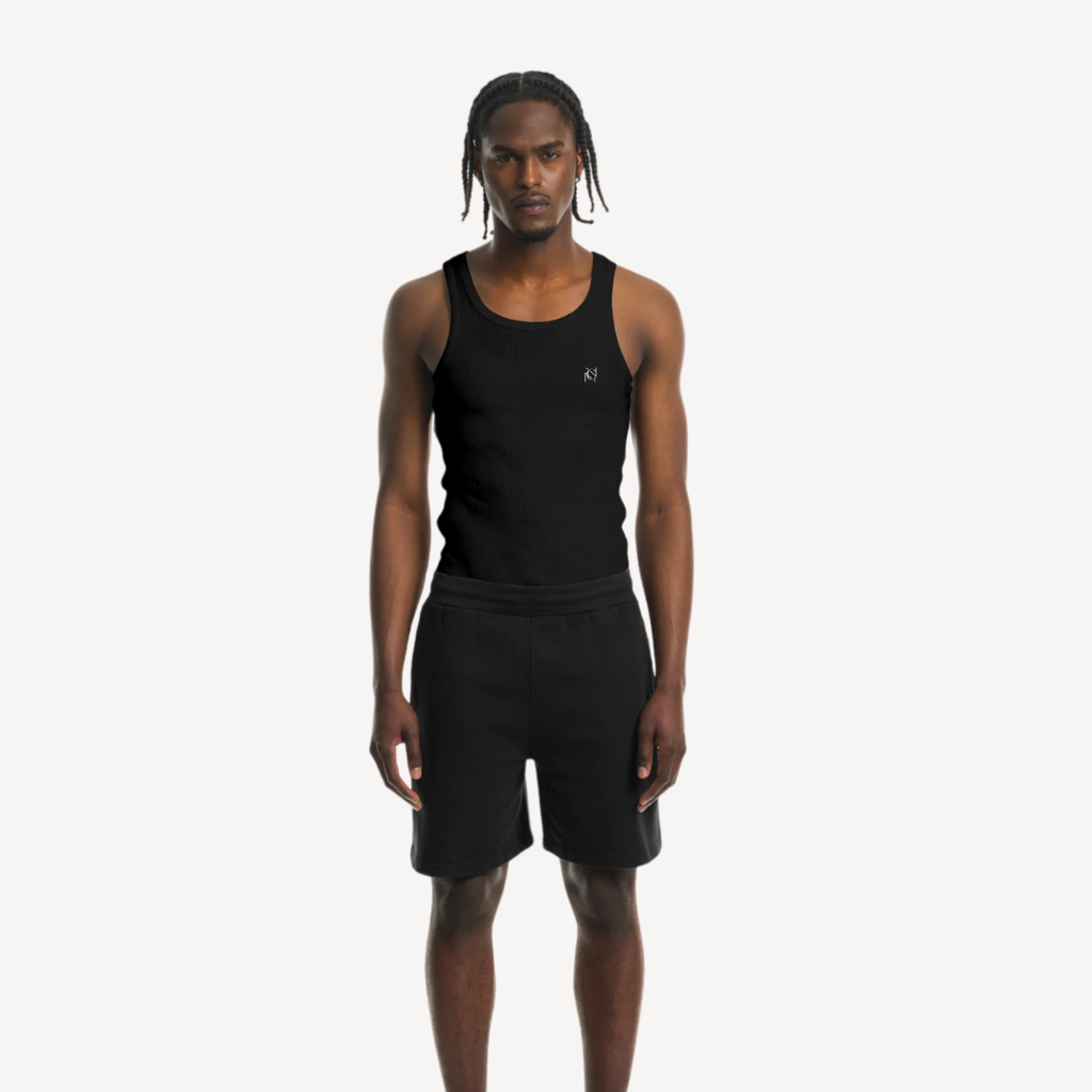 rib slim fit vest in white.