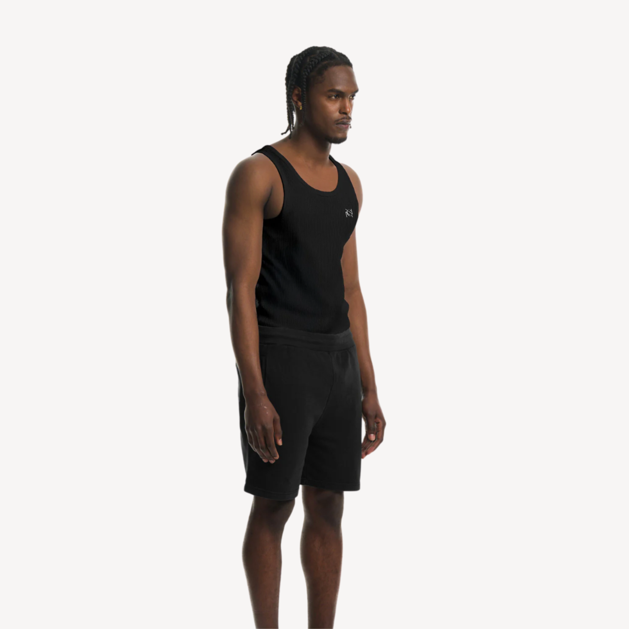 rib slim fit vest in white.