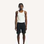 rib slim fit vest in white.
