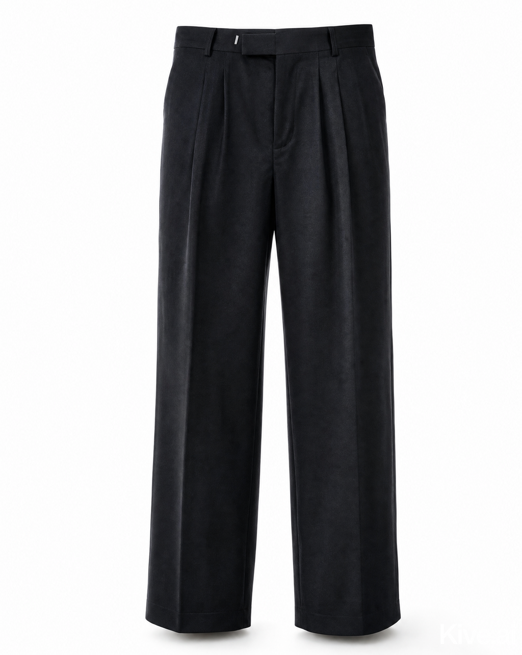 smart pleated loose leg trousers in navy
