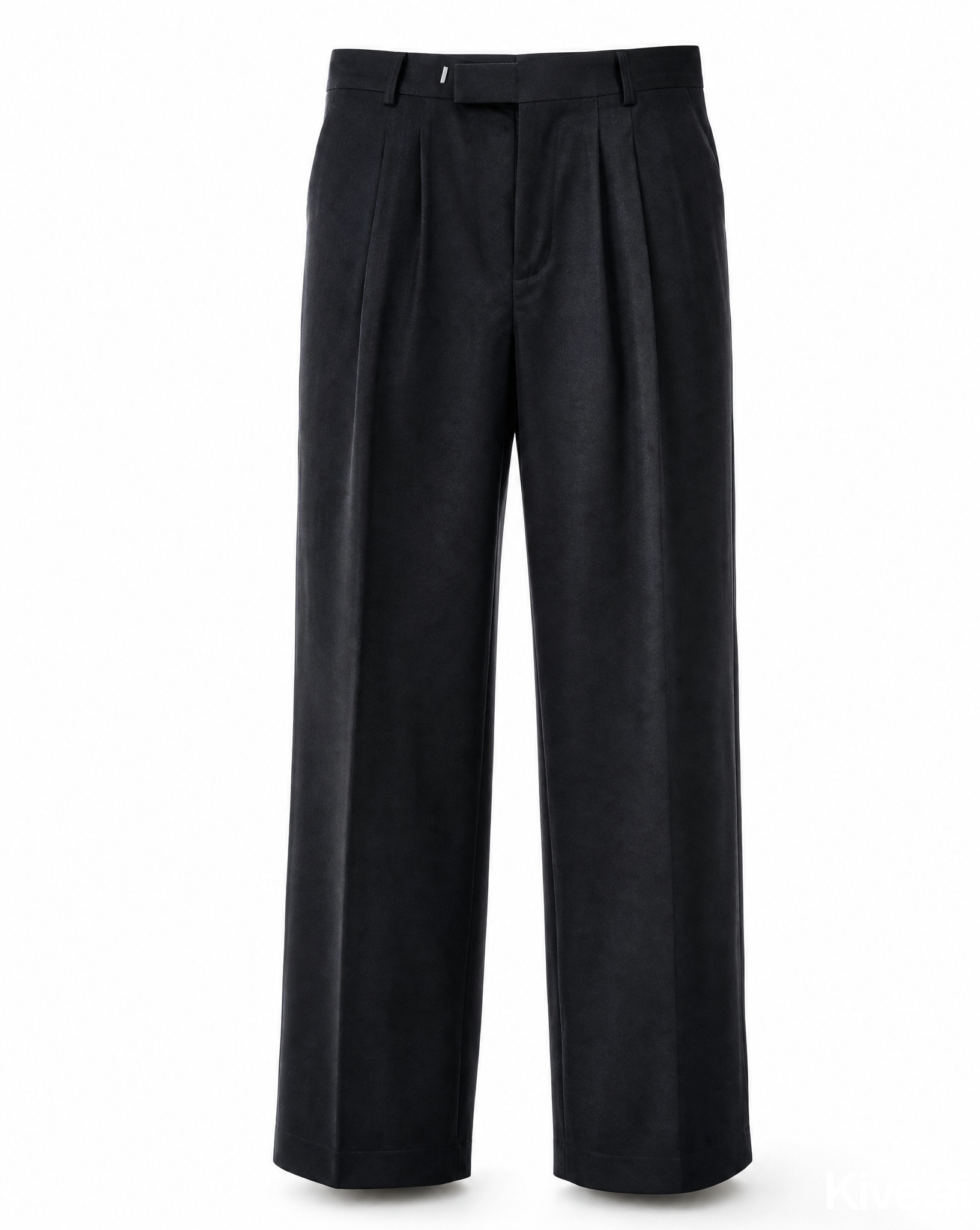 smart pleated loose leg trousers in navy