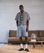 oversized wrap tie shirt in cotton look in gray