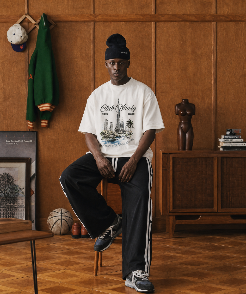 premium heavyweight wide leg jogger in Black