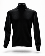 high neck knitted jumper in Black