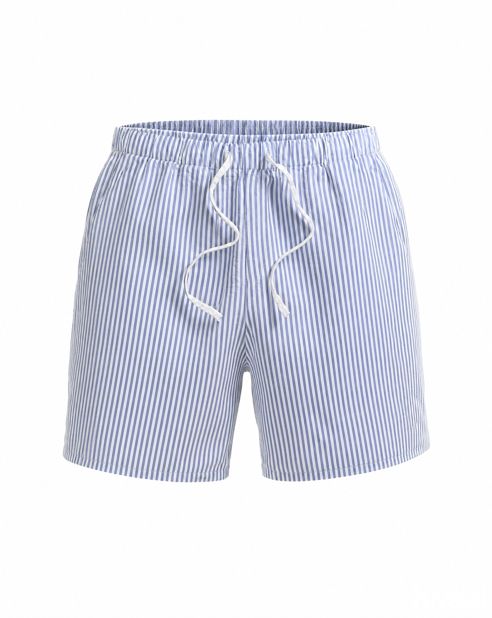 shorts in mid length with placement print in red stripe