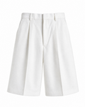 tailored pleated oversized bermuda shorts in White