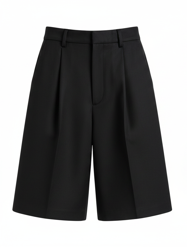 tailored pleated oversized bermuda shorts in White