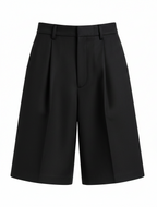 tailored pleated oversized bermuda shorts in White