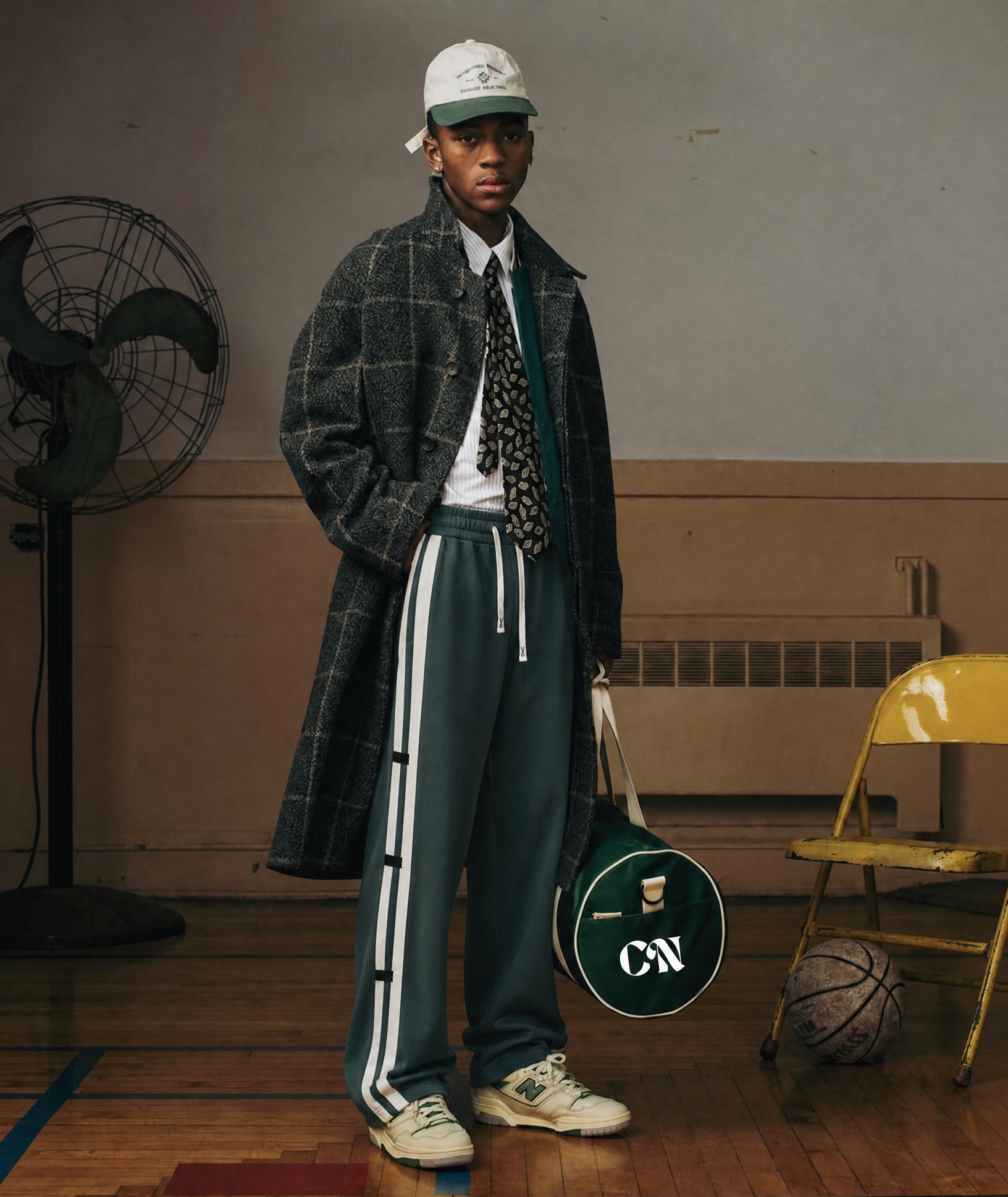 premium heavyweight wide leg jogger in green