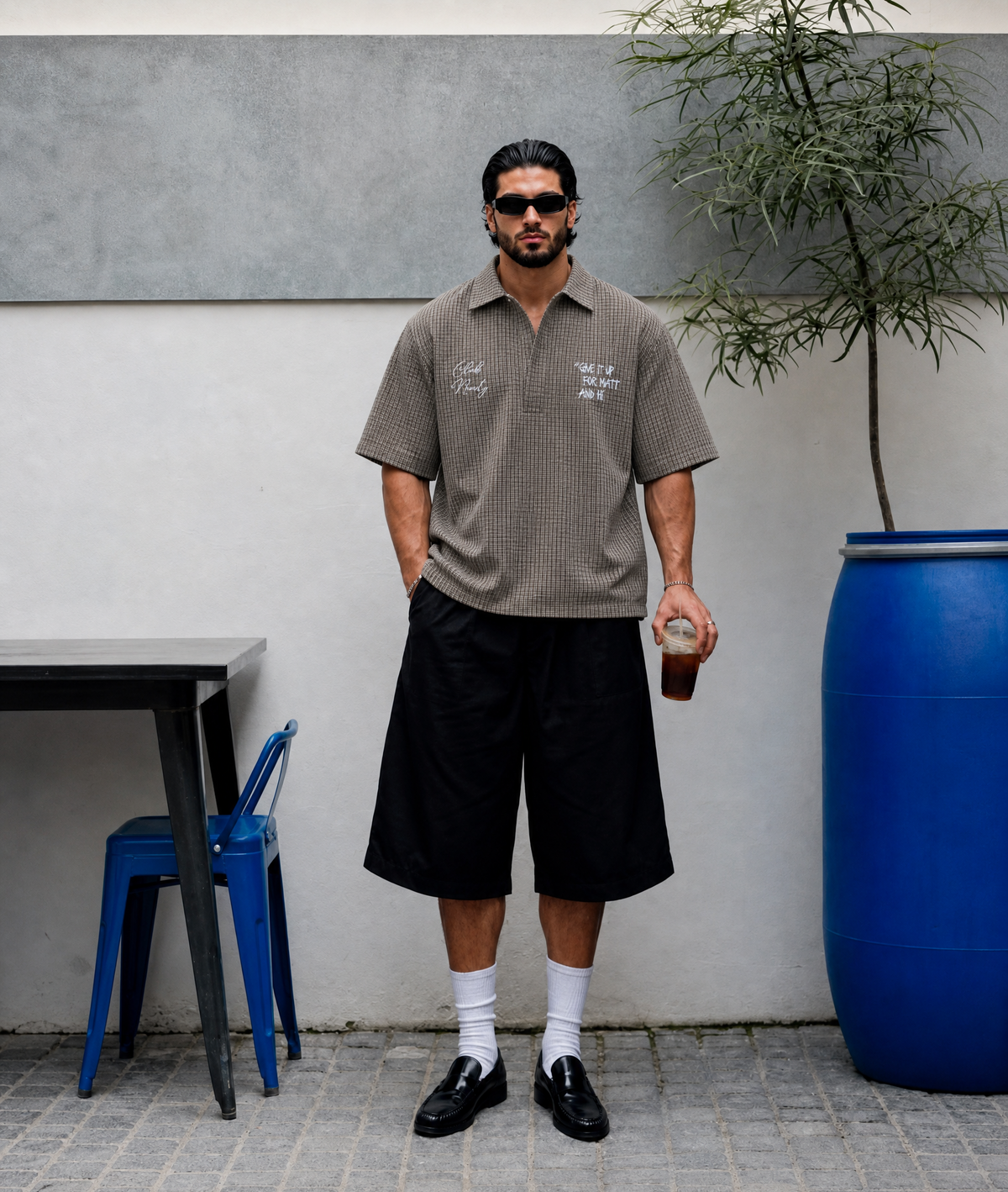 Club ninety relaxed fit shirt in brown checks