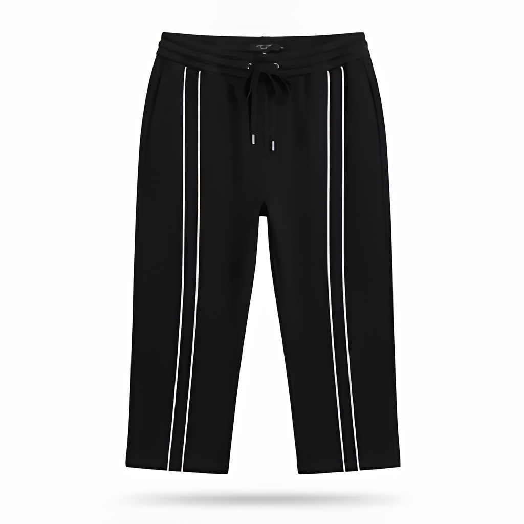 premium heavyweight wide leg jogger in Black with line