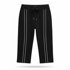 premium heavyweight wide leg jogger in Black with line