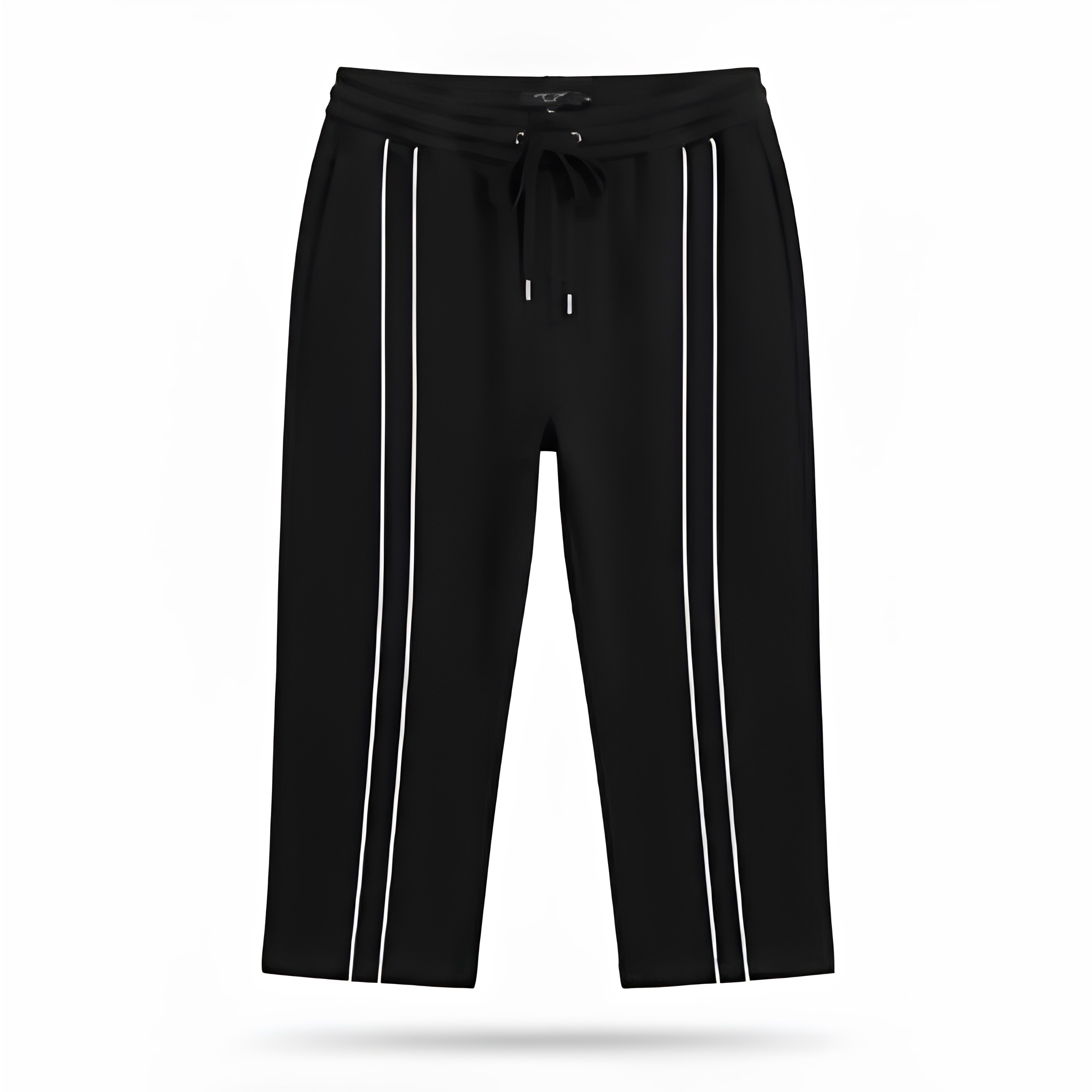 premium heavyweight wide leg jogger in Black with line