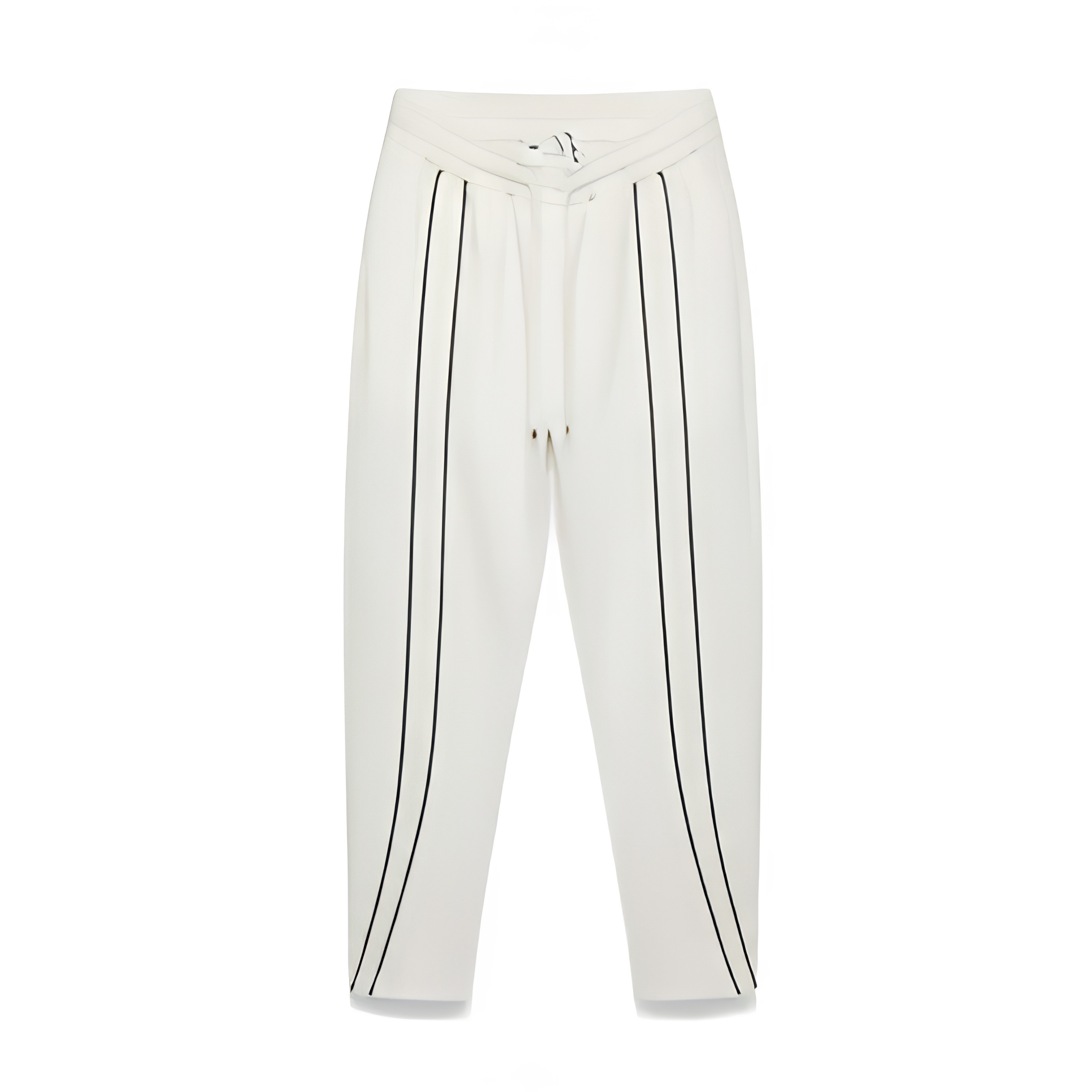 premium heavyweight wide leg jogger in White with line