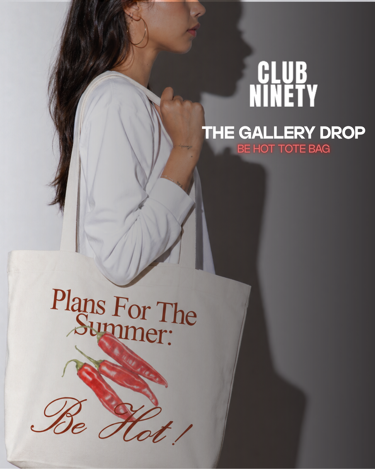 Club Ninety large logo tote bag in Beige