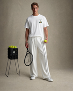 premium heavyweight wide leg jogger in White with line