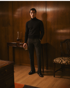 high neck knitted jumper in Black