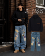 baggy jeans in mid wash blue