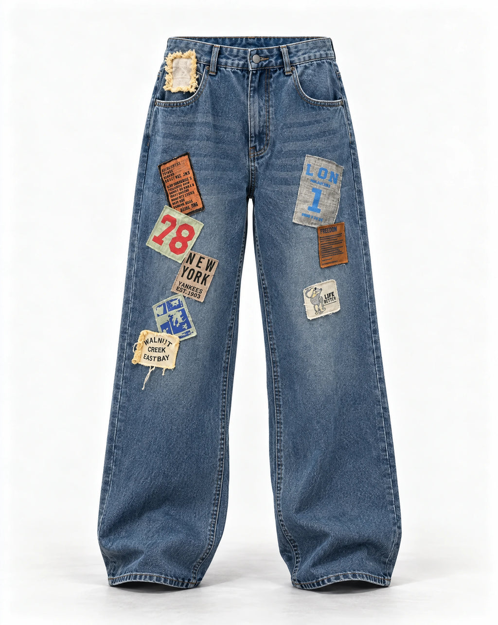 baggy jeans in mid wash blue 2