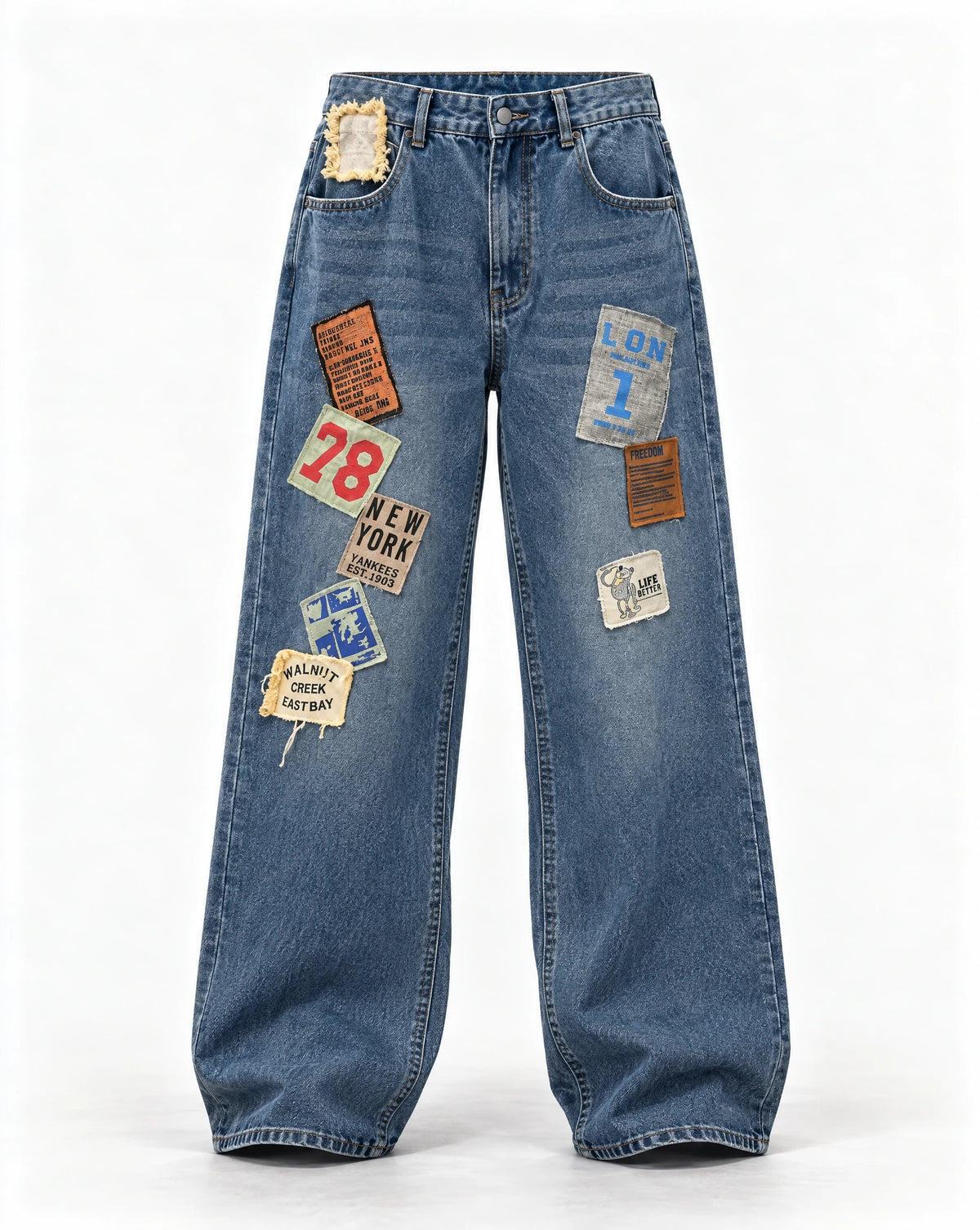 baggy jeans in mid wash blue 2