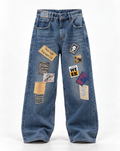 baggy jeans in mid wash blue