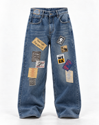 baggy jeans in mid wash blue